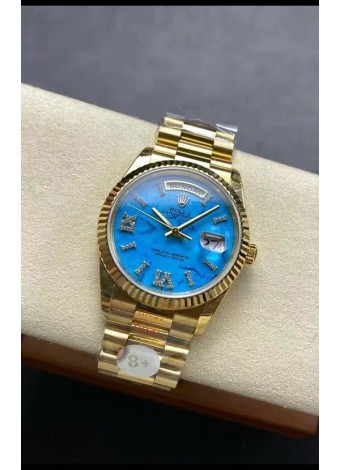 Rolex Day Date Turquoise Set Reloj Oro Amarillo 18K 36MM - Reloj Réplica Espejo 1:1 