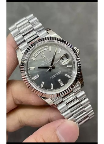 Rolex Day Date Presidential Acero Inoxidable Gris Perla Reloj 40MM - Calidad Espejo 1:1