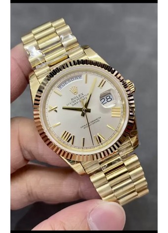 Rolex Day Date Presidential Oro Rosado 18K Reloj 40MM - Dial Acero Calidad Espejo 1:1