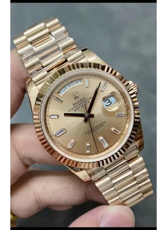 Rolex Day Date 40MM 228235 Oro Rosado Dial Oro Reloj Réplica Espejo 1:1