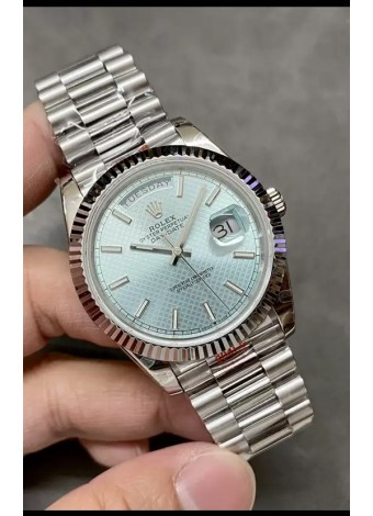 Rolex Day Date Presidential Acero 904L 40MM - Dial Azul Estampado Reloj Calidad Espejo 1:1