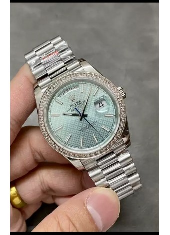 Rolex Day Date Presidential Acero 904L 40MM - Dial Azul Estampado Reloj Calidad Espejo 1:1