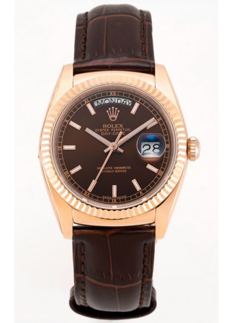 Rolex Day Date Reloj Oro Rosado Caja Acero 904L Dial Marrón 36MM - Calidad Espejo 1:1