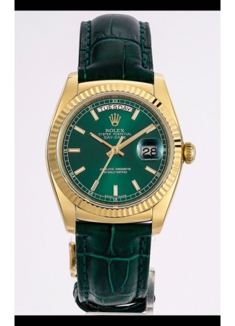Rolex Day Date Reloj Oro Amarillo Caja Acero 904L Dial Verde 36MM - Calidad Espejo 1:1