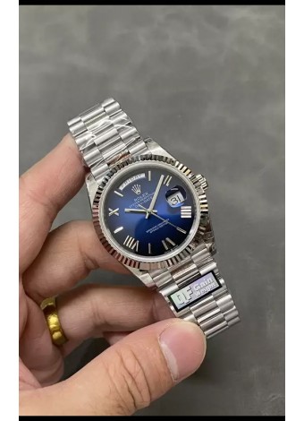 Rolex Day Date Presidential Reloj Acero Inoxidable 40MM - Dial Azul Marino Calidad Espejo 1:1
