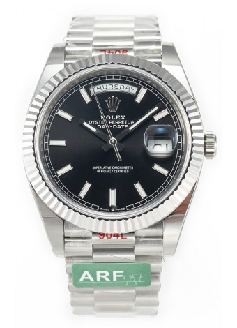 Rolex Day Date Presidential Acero Inoxidable Dial Negro Reloj 40MM - Réplica Espejo 1:1