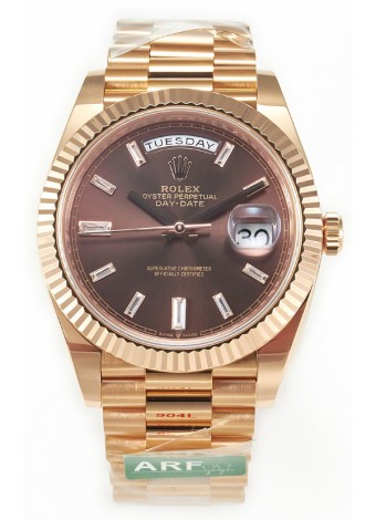 Rolex Day Date 40MM 1:1 Oro Rosado Dial Marrón Reloj Réplica Espejo 1:1