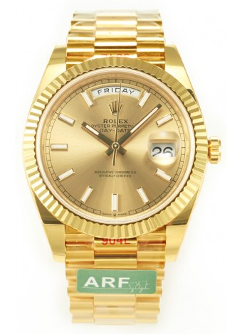 Rolex Day Date Presidential 18K Yellow Gold Watch 40MM - Gold Stick Dial Calidad Espejo 1:1