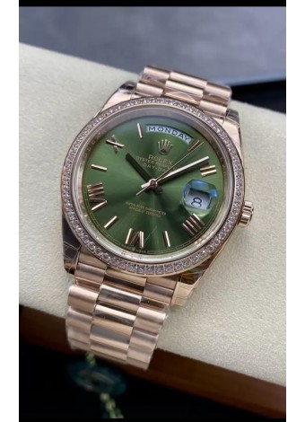 Rolex Day Date Presidential Reloj Oro Rosado 18K 40MM - Dial Verde Oliva Calidad Espejo 1:1