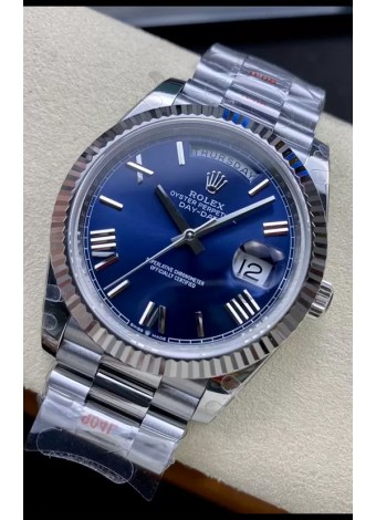Rolex Day Date Presidential Acero Inoxidable Dial Azul Marino Reloj 40MM - Calidad Espejo 1:1