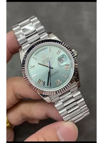 Rolex Day Date Presidential Acero Inoxidable Azul ICE Dial Reloj 40MM - Calidad Espejo 1:1