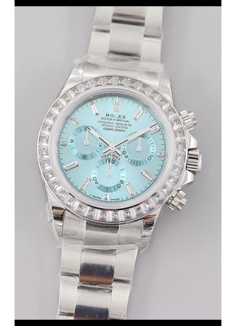 Rolex Cosmograph Daytona Dial Acul ICE Bisel Diamantes Movimiento Movimiento Cal.4130  - Reloj Acero 904L