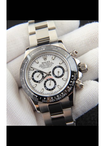 Rolex Daytona Movimiento Japonés Reloj Réplica en Dial Blanco - Bisel de Cerámica 