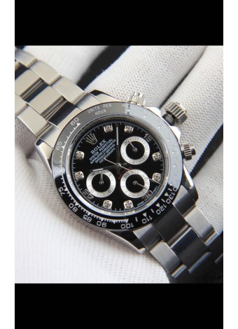 Rolex Daytona Movimiento Japonés Reloj Réplica en Dial Negro - Bisel de Cerámica 