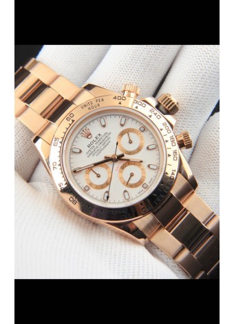 Rolex Daytona Movimiento Japonés Caja de Oro Reloj Réplica en Dial Blanco