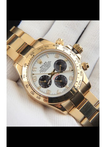 Rolex Daytona Movimiento Japonés Caja de Oro Reloj Réplica en Dial Blanco 