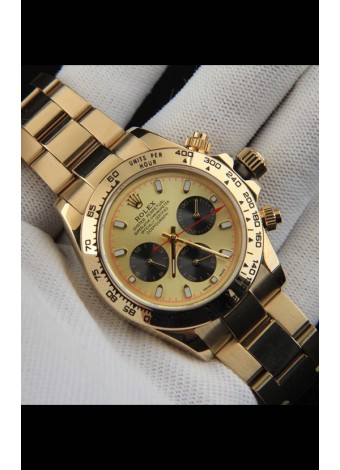 Rolex Daytona Movimiento Japonés Caja de Oro Reloj Réplica en Dial Dorado 