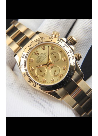 Rolex Daytona Movimiento Japonés Caja de Oro Reloj Réplica en Dial Dorado 