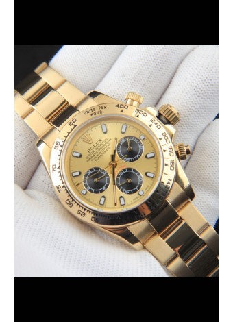 Rolex Daytona Movimiento Japonés Caja de Oro Reloj Réplica en Dial Dorado 