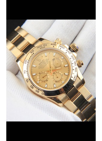 Rolex Daytona Movimiento Japonés Caja de Oro Reloj Réplica en Dial Dorado 