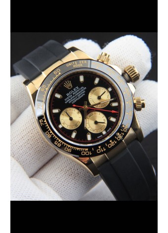 Rolex Daytona Movimiento Japonés Caja de Oro Reloj Réplica en Dial Negro 