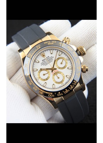Rolex Daytona Movimiento Japonés Caja de Oro Reloj Réplica en Dial Blanco 