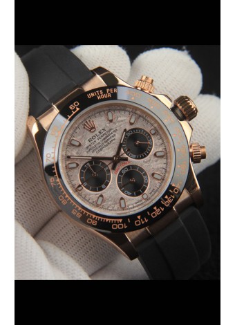 Rolex Daytona Movimiento Japonés Caja de Oro Reloj Réplica en Dial Patrón Meteorito 