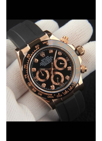 Rolex Daytona Movimiento Japonés Caja de Oro Reloj Réplica en Dial Negro 