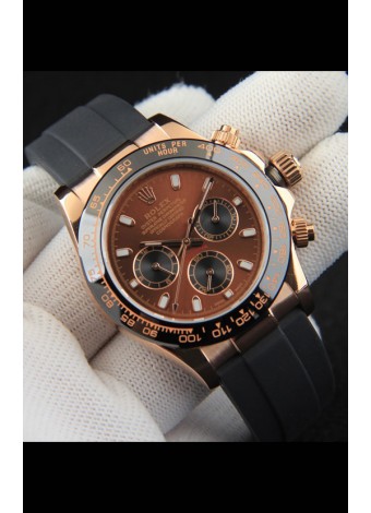 Rolex Daytona Movimiento Japonés Caja de Oro Reloj Réplica en Dial Marrón 