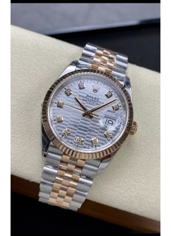 Rolex Datejust Movimiento Cal.3235 Réplica a Espejo 1:1 Acero 904L 36MM - Dial Gris con Motivo Estriado