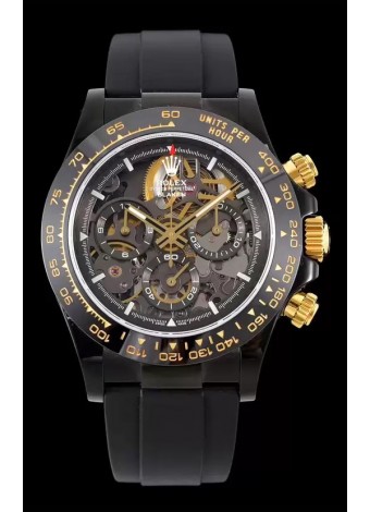 Rolex Daytona Blaken Negro Reloj Réplica Suizo a Espejo 1:1 Dial Skeleton Movimiento Cal.4130
