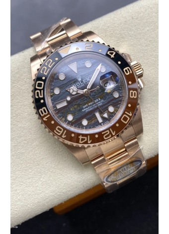 Rolex GMT Masters II Super Clone 126715CHNR Oro Rosado Tiger Iron Dial Reloj Réplica Suizo