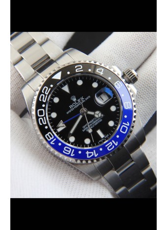 Rolex GMT Masters II Movimiento Japonés Reloj Réplica Caja Acero Dial Negro