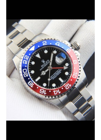 Rolex GMT Masters II Movimiento Japonés Reloj Réplica Caja Acero Dial Negro