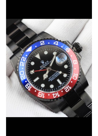 Rolex GMT Masters II Movimiento Japonés Reloj Réplica Caja en Revestimiento PVD 