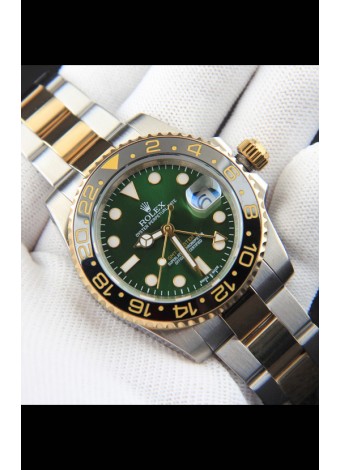 Rolex GMT Masters II 2 Tone Japonés chapado en Oro Rosado Reloj Réplica Dial Verde