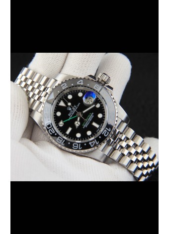 Rolex GMT Masters II Movimiento Japonés Reloj Réplica Caja Acero Dial Negro