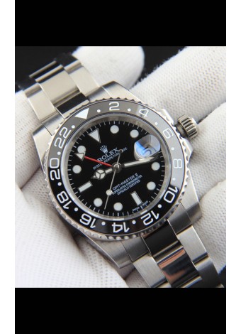 Rolex GMT Masters II Movimiento Japonés Reloj Réplica Caja Acero Dial Negro
