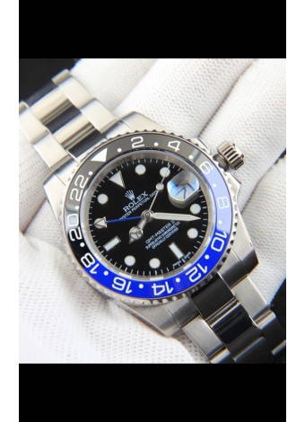 Rolex GMT Masters II Movimiento Japonés Reloj Réplica Caja Acero Dial Negro
