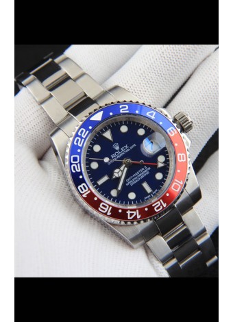 Rolex GMT Masters II Movimiento Japonés Reloj Réplica Caja Acero Dial Negro