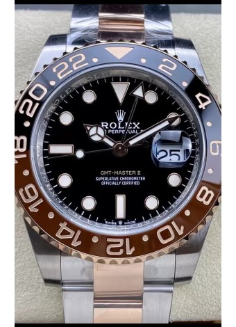 Rolex GMT Masters II M126711CHNR-0002 Réplica Suiza de Oro Everose de Dos Tonos Reloj a Espejo 1:1