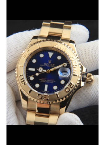 Rolex Yachtmaster Reloj Movimiento Japonés en Caja de Oro - Dial Azul 37MM