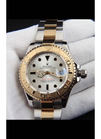 Rolex Yachtmaster Reloj Movimiento Japonés Caja Oro en Dos Tonos - Dial Acero 37MM