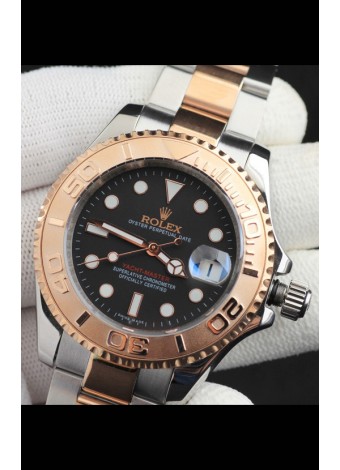 Rolex Yachtmaster Reloj Movimiento Japonés Caja Oro en Dos Tonos - Dial Marrón Oscuro 37MM