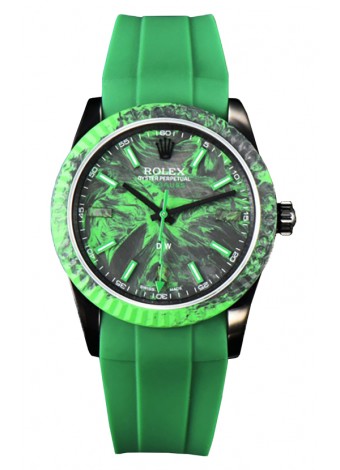Rolex Milgauss DiW Reloj Caja Carbón Verde - Movimiento Automático ETA2836 en Correa Verde