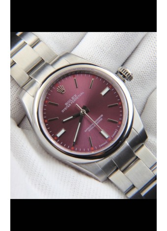 Rolex Oyster Perpetual Movimiento Japonés Reloj Réplica39MM - Dial Burdeos
