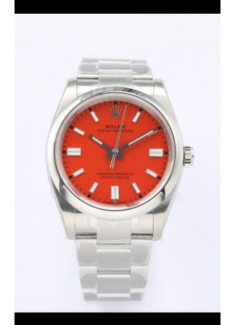 Rolex Oyster Perpetual REF#126000 36MM Movimiento Suizo Réplica Suiza Dial Rojo Acero 904L Reloj Réplica a Espejo 1:1