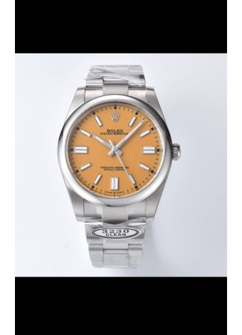 Rolex Oyster Perpetual REF#124300 41MM Movimiento Cal.3230 Réplica Suiza Dial Amarillo Oscuro Acero 904L Reloj Réplica Espejo 1:1