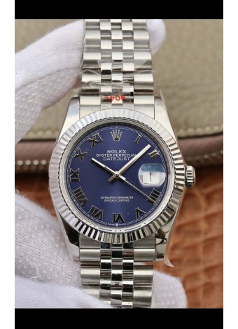 Rolex Datejust 31MM ETA-2671 Movement Swiss Replica in 904L Steel in Azul Roman Dial