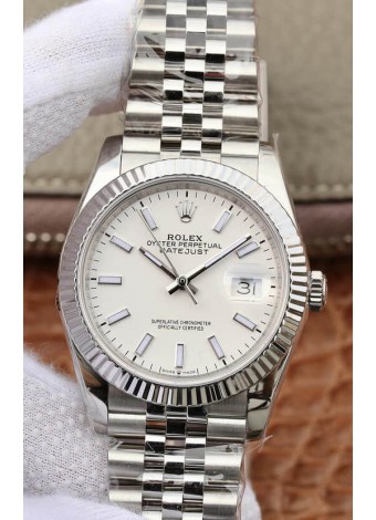 Rolex Datejust 36MM Movimiento ETA-3135 Réplica Suiza Caja en Acero 904L en Dial Blanco